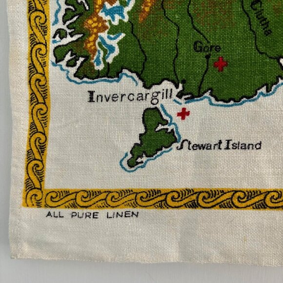 Vtg Linen Tea Towel Map New Zealand Red Cross Made In Ireland Large - Picture 5 of 7
